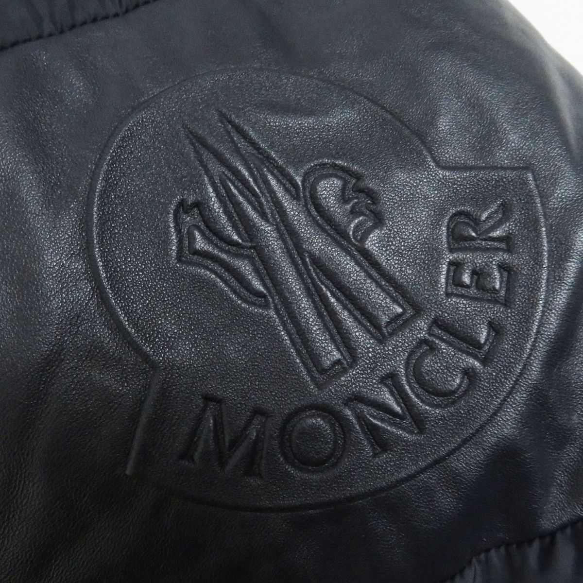 Moncler MARCEAU Lamb Leather Hooded Down Coat Navy