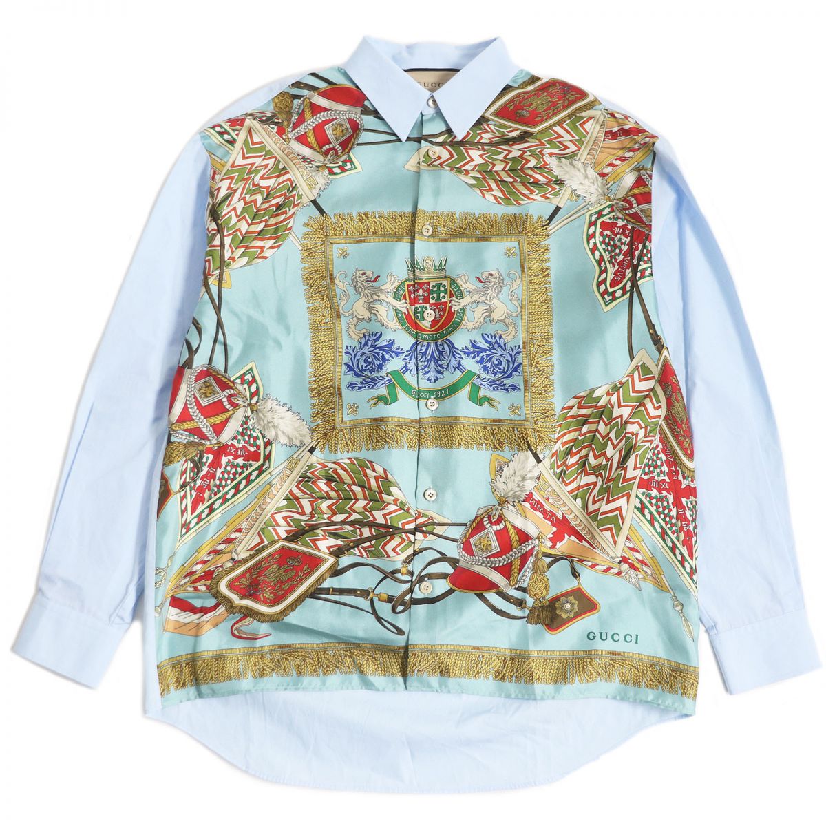 Gucci Silk Cotton Shirt Light Blue Size 46