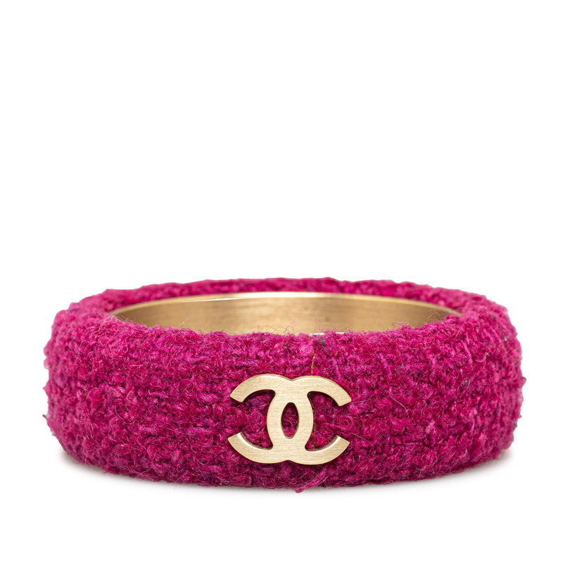 Chanel Coco Mark Bangle Purple Gold Tweed