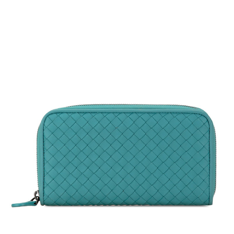 Bottega Veneta Intrecciato Leather Emerald Green Zip-Around Wallet