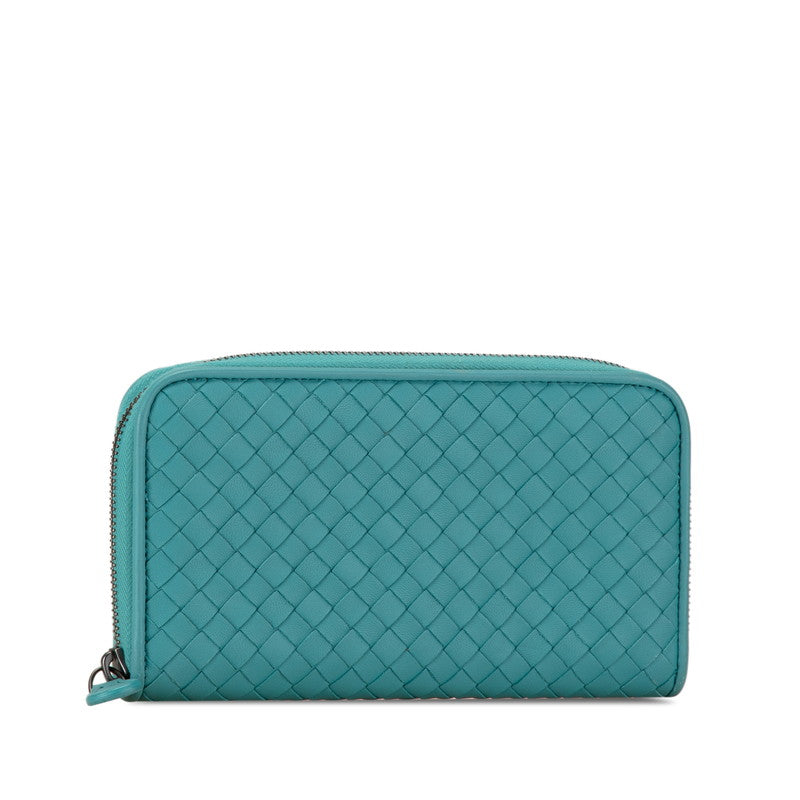 Bottega Veneta Intrecciato Leather Emerald Green Zip-Around Wallet