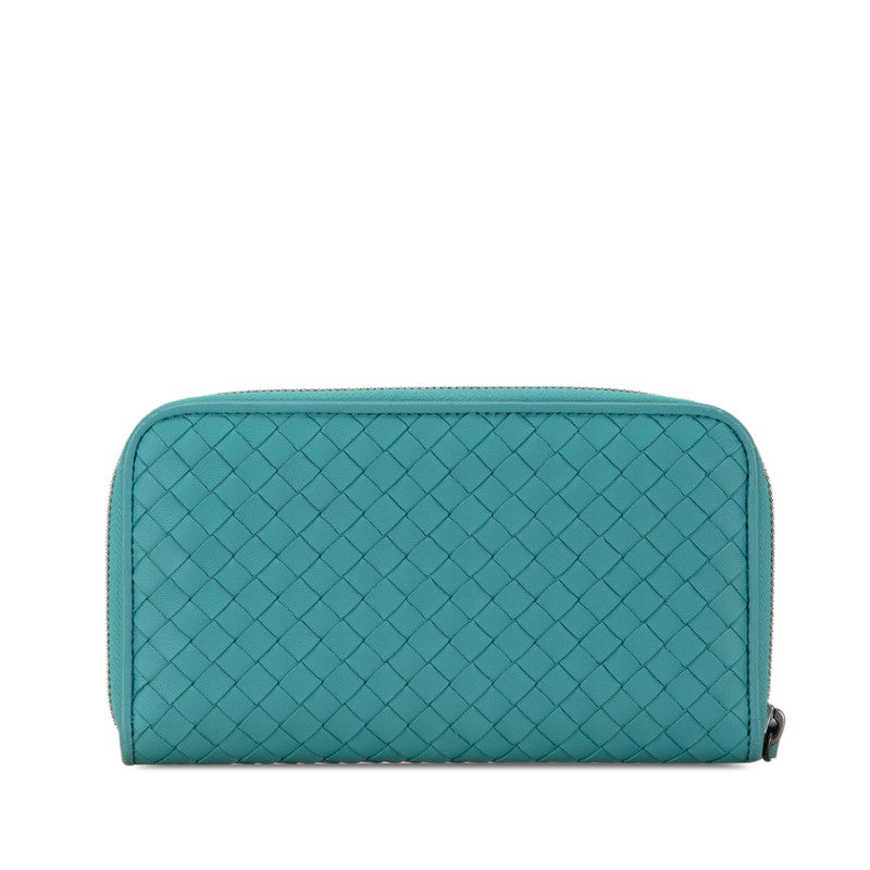 Bottega Veneta Intrecciato Leather Emerald Green Zip-Around Wallet