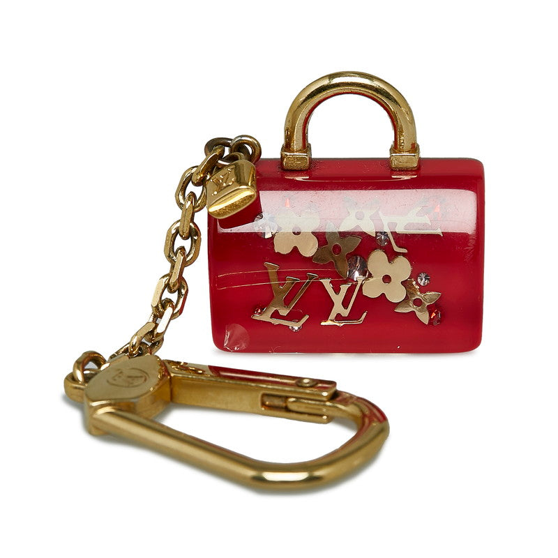 Louis Vuitton Speedy Inclusion Charm Keychain Red Gold Plastic in Very Good Condition