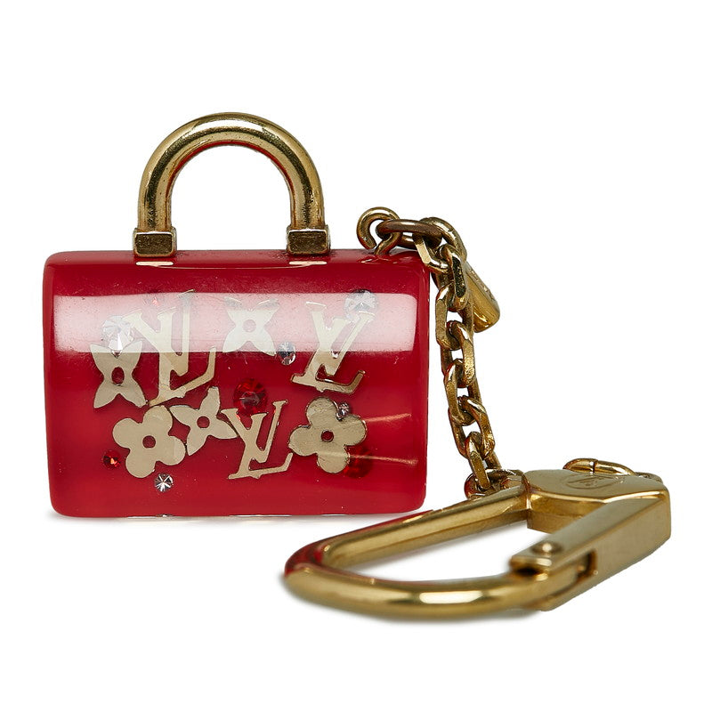 Louis Vuitton Speedy Inclusion Charm Keychain Red Gold Plastic in Very Good Condition