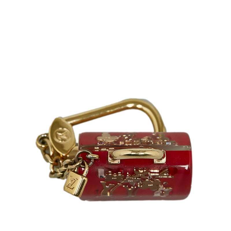 Louis Vuitton Speedy Inclusion Charm Keychain Red Gold Plastic in Very Good Condition