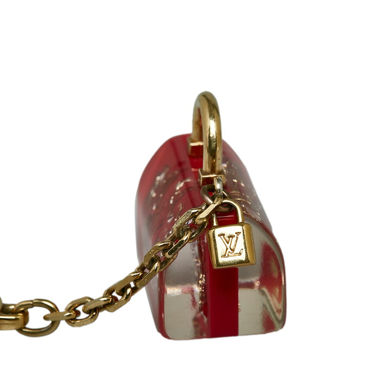 Louis Vuitton Speedy Inclusion Charm Keychain Red Gold Plastic in Very Good Condition