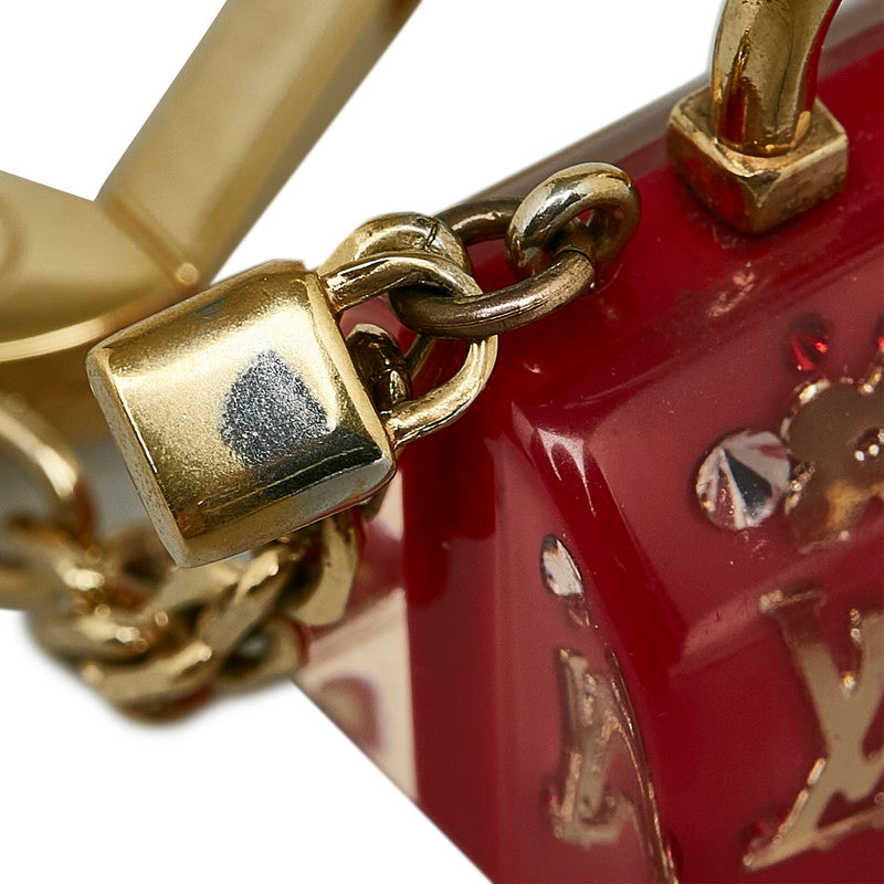 Louis Vuitton Speedy Inclusion Charm Keychain Red Gold Plastic in Very Good Condition