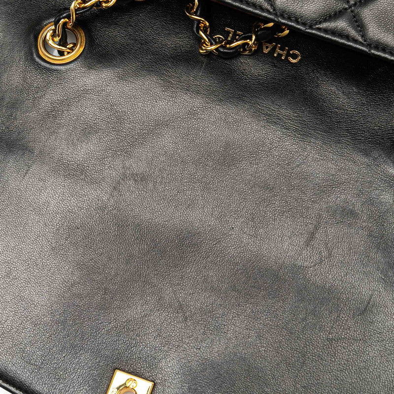 Chanel Diana 25 Lambskin Shoulder Bag Black Gold