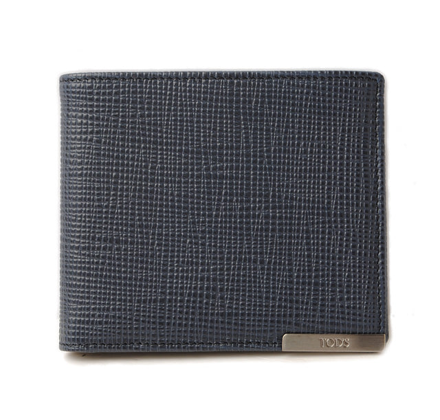 Tod's Embossed Leather Bifold Wallet Navy in Pristine Condition