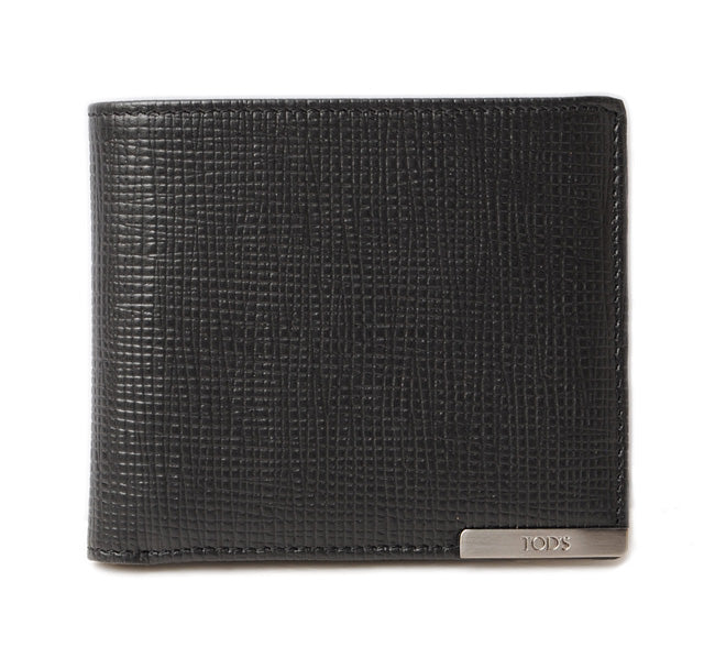 Tod's Men's Embossed Leather Bifold Wallet Black in Pristine Condition