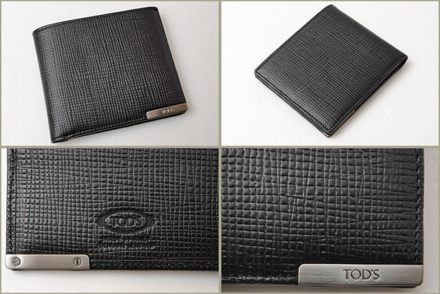 Tod's Men's Embossed Leather Bifold Wallet Black in Pristine Condition