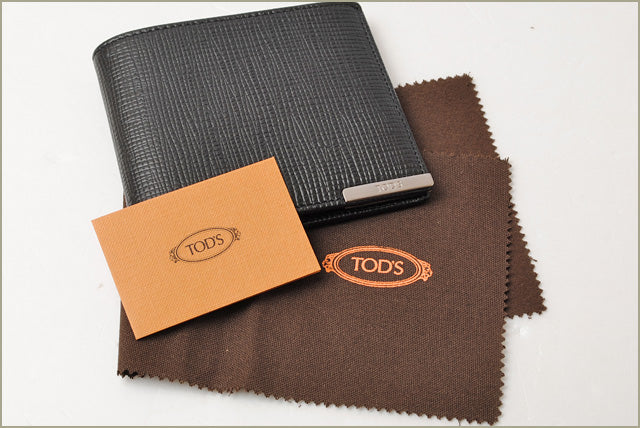 Tod's Men's Embossed Leather Bifold Wallet Black in Pristine Condition