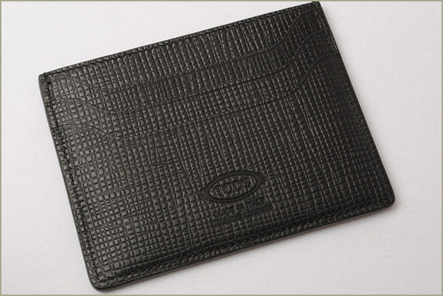 Tod's Embossed Leather Card Case/Business Card Holder Black