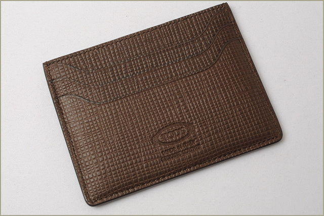 Tod's Embossed Leather Card Case Dark Brown