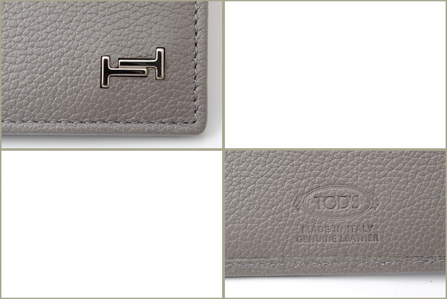 Tod's Men's Leather Bifold Wallet Double T Metal Logo Gray in Pristine Condition