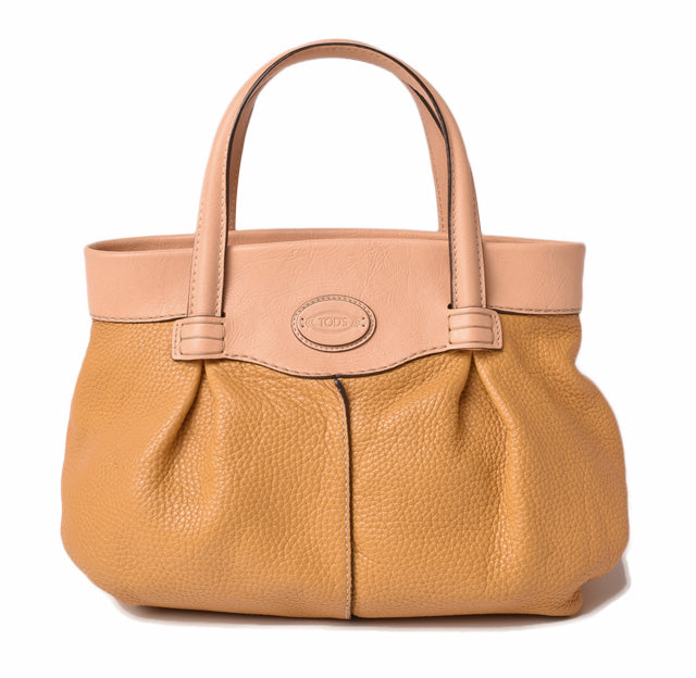 Tod's Soft Leather Tote/Shoulder Bag Mustard/Natural