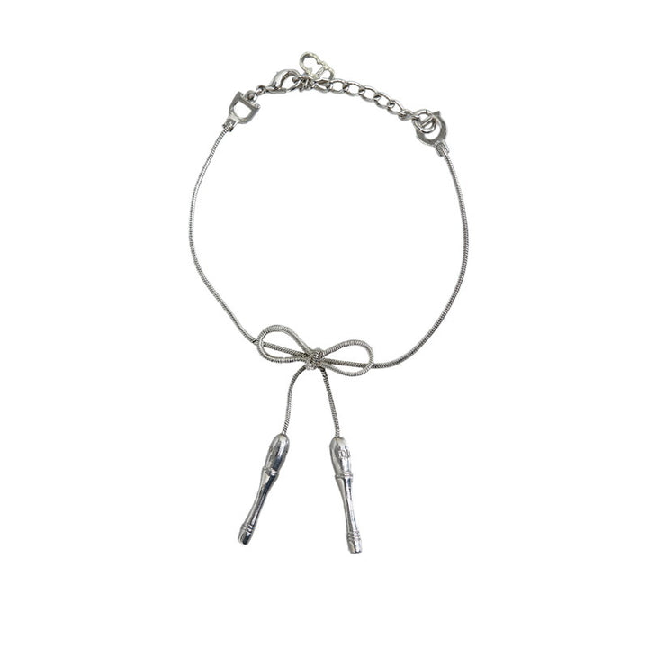 Dior Silver Metal Ribbon Motif Bracelet