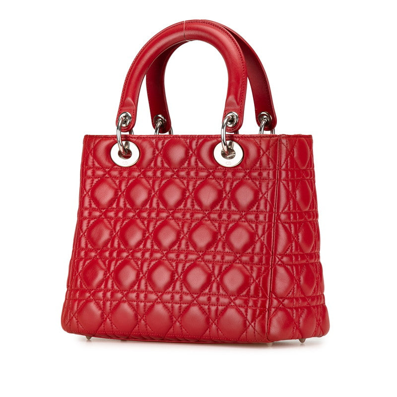 Dior Lady Dior Red Lambskin 2WAY Handbag