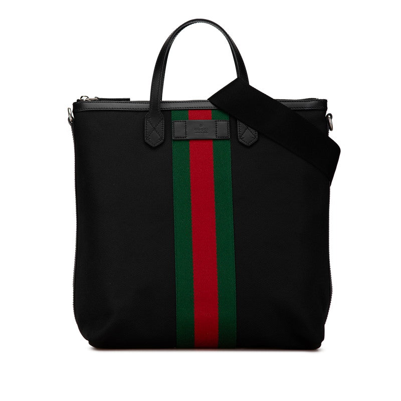 Gucci Canvas Leather 2WAY Tote Bag 619751 Black