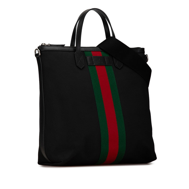 Gucci Canvas Leather 2WAY Tote Bag 619751 Black