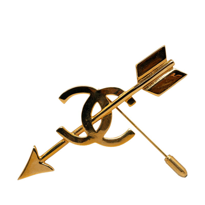 Chanel Vintage Coco Mark Arrow Brooch Gold