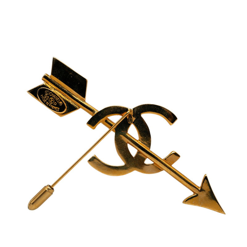 Chanel Vintage Coco Mark Arrow Brooch Gold