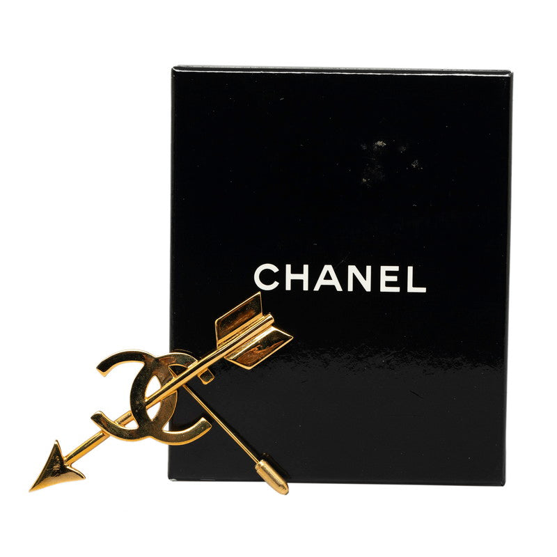 Chanel Vintage Coco Mark Arrow Brooch Gold