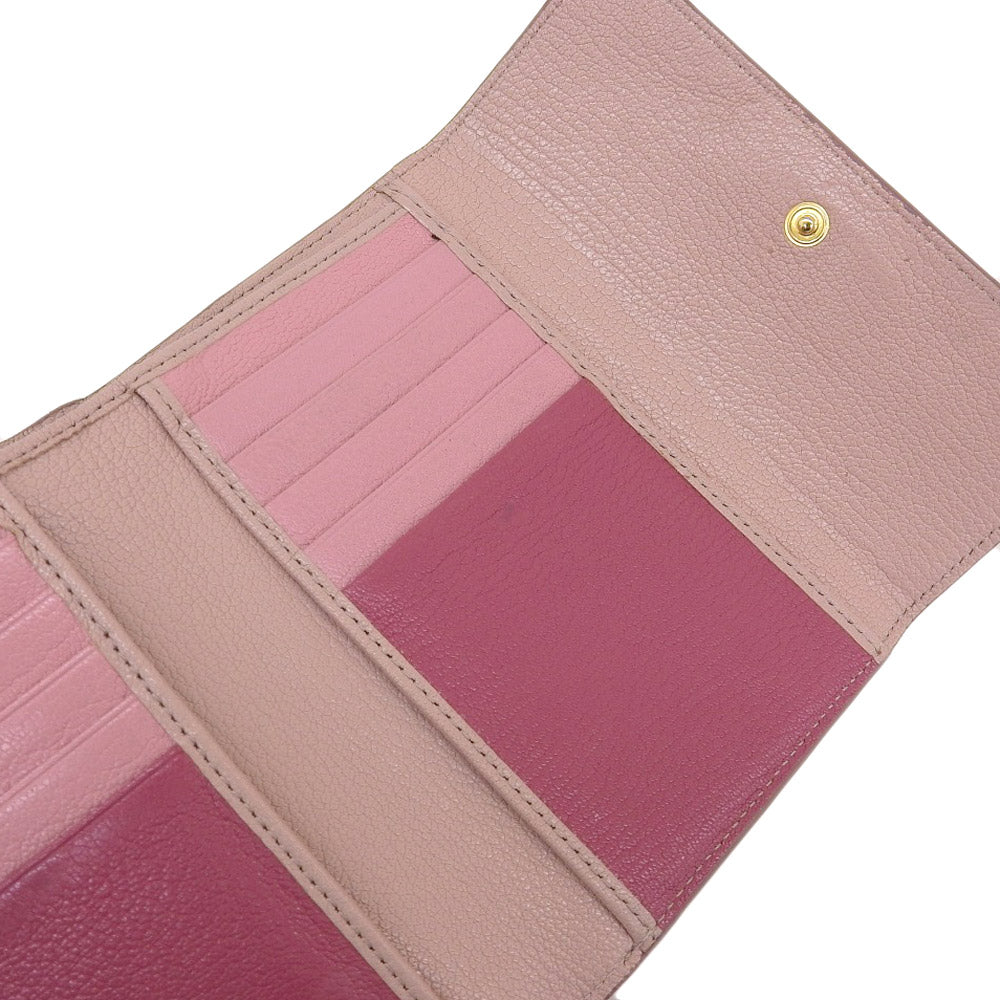 Miu Miu Leather L-Zip Trifold Wallet Pink 5ML014