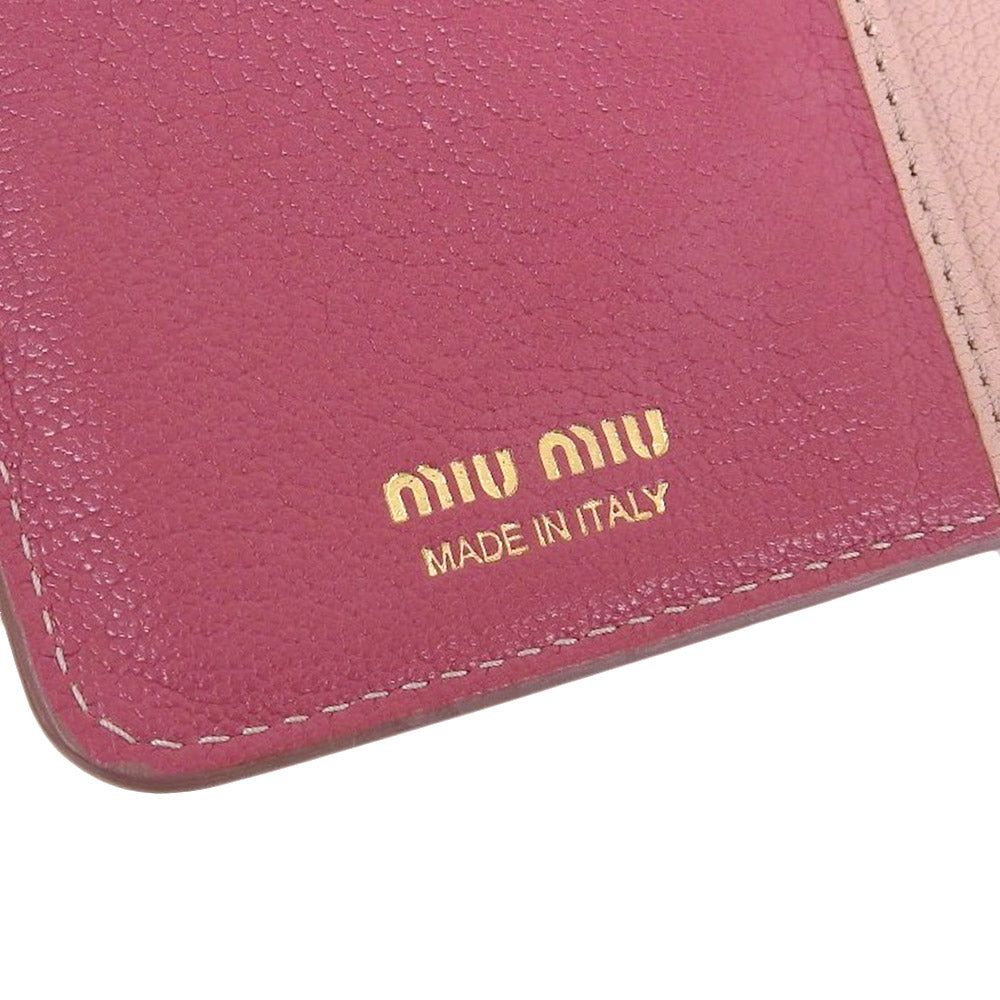 Miu Miu Leather L-Zip Trifold Wallet Pink 5ML014