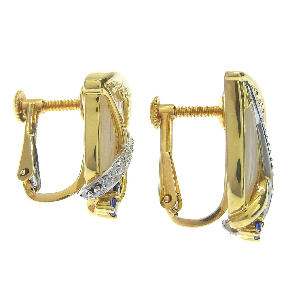 K18YG/K18WG Shell Earrings with Sapphire and Diamond 0.03ct