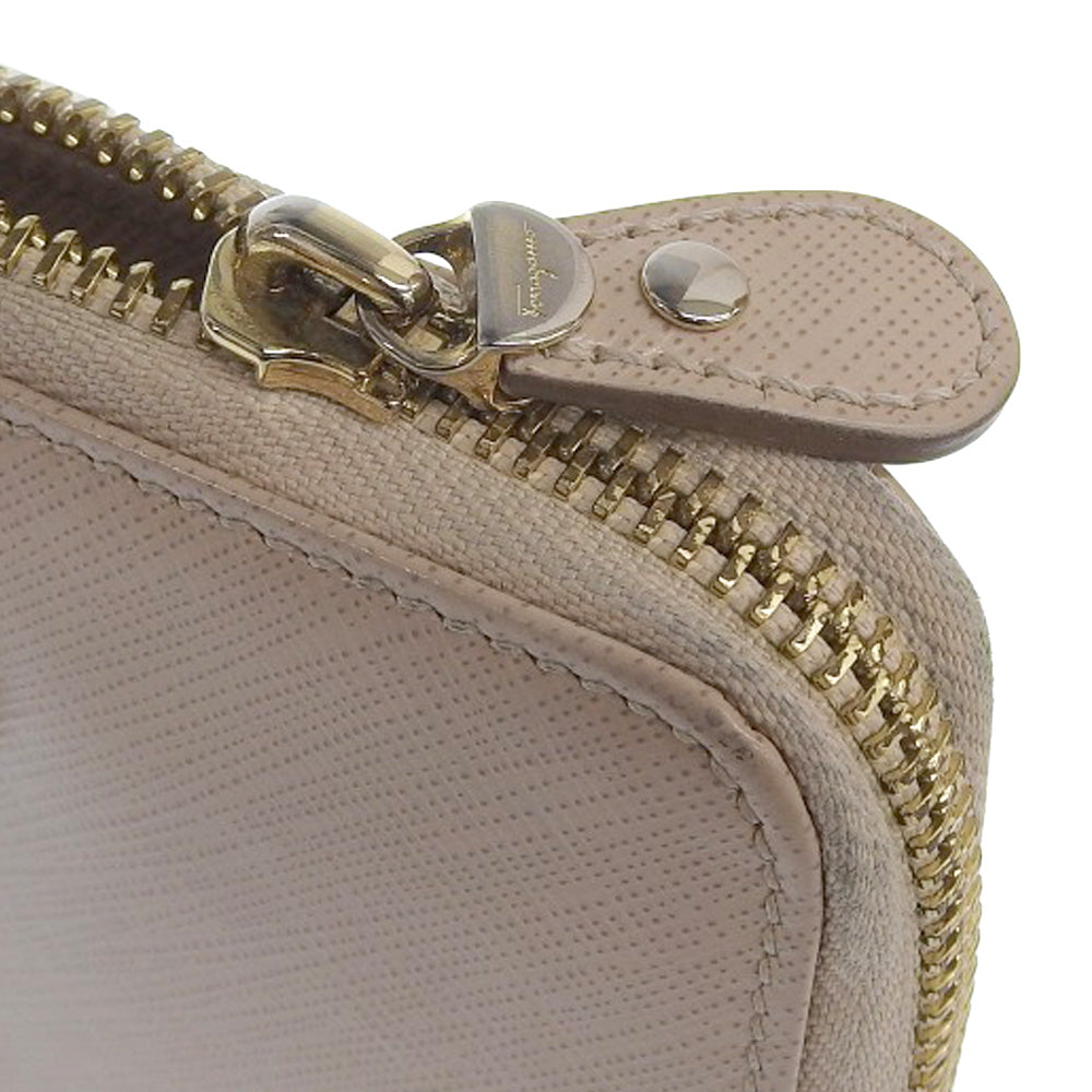 Salvatore Ferragamo Vara Ribbon Leather Long Wallet Beige