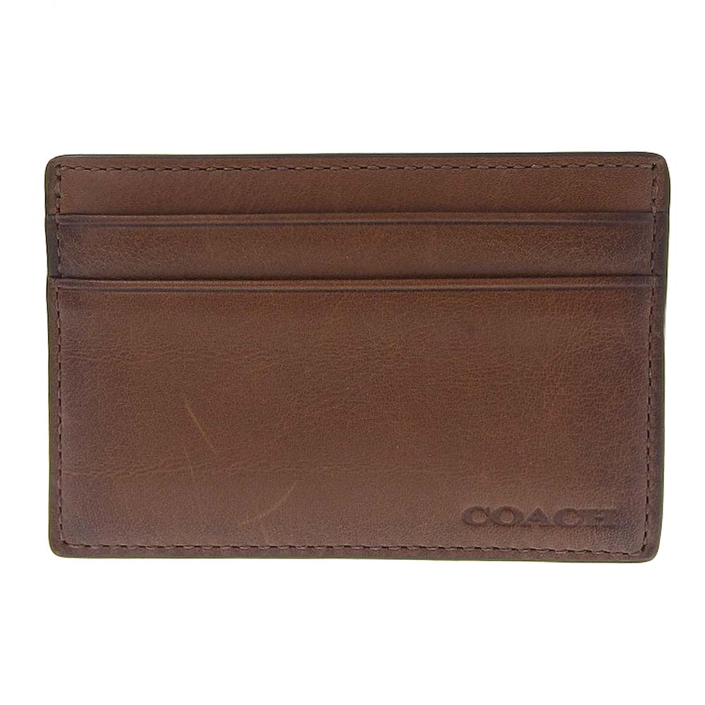 Coach Leather Card Case Brown