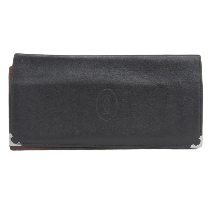 Cartier Leather Bifold Long Wallet Black in Very Good Condition