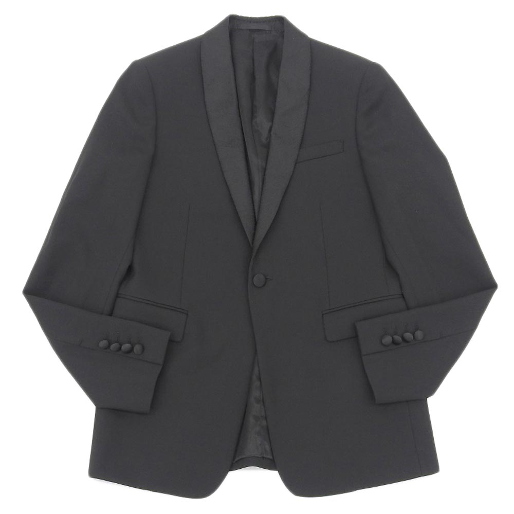 Berluti Men's Wool Jacket with Calligraphy Script Shawl Collar, Black, Formal in Excellent Condition