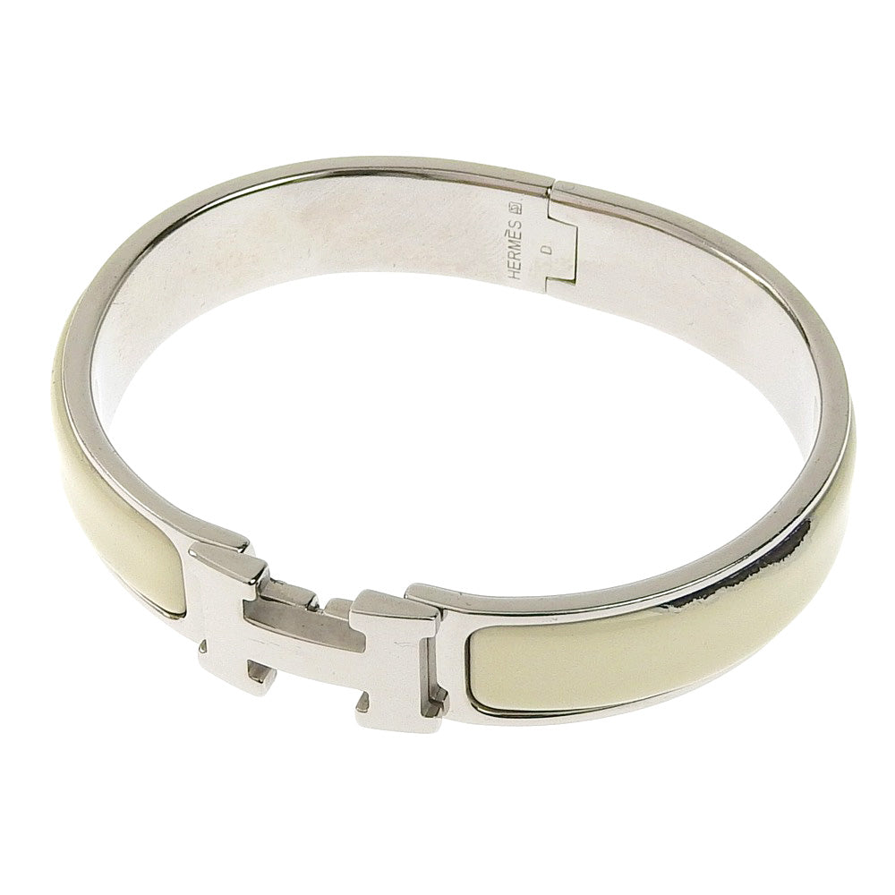 Hermes H Click Clack Bangle 16cm Ivory Metal in Good Condition