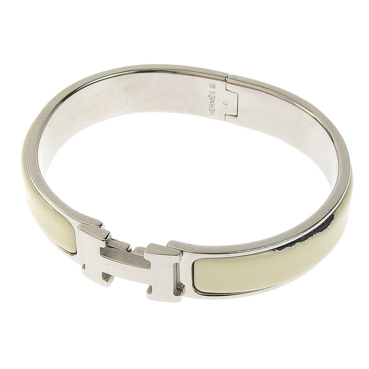 Hermes H Click Clack Bangle 16cm Ivory Metal