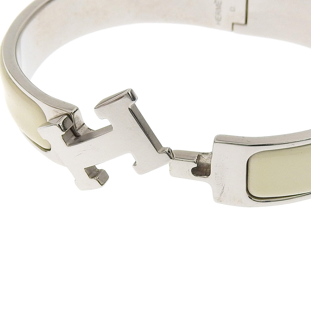 Hermes H Click Clack Bangle 16cm Ivory Metal