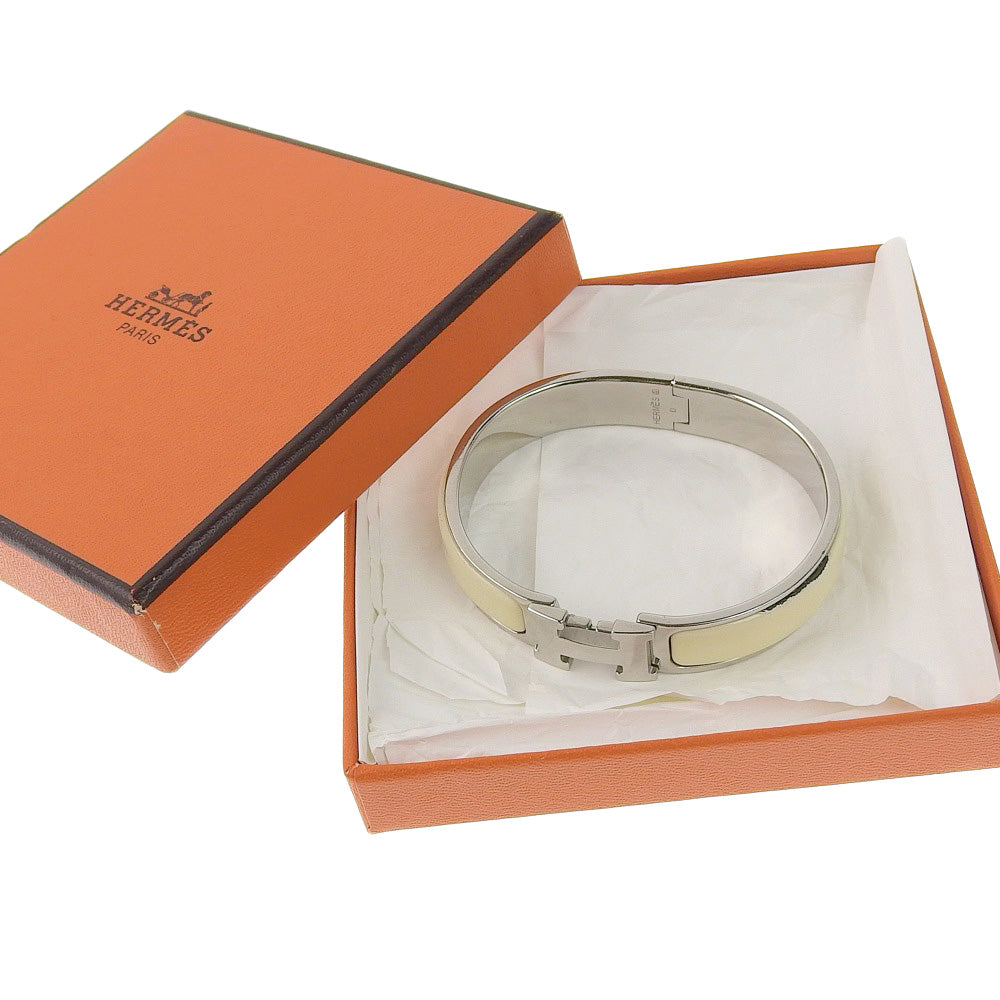 Hermes H Click Clack Bangle 16cm Ivory Metal