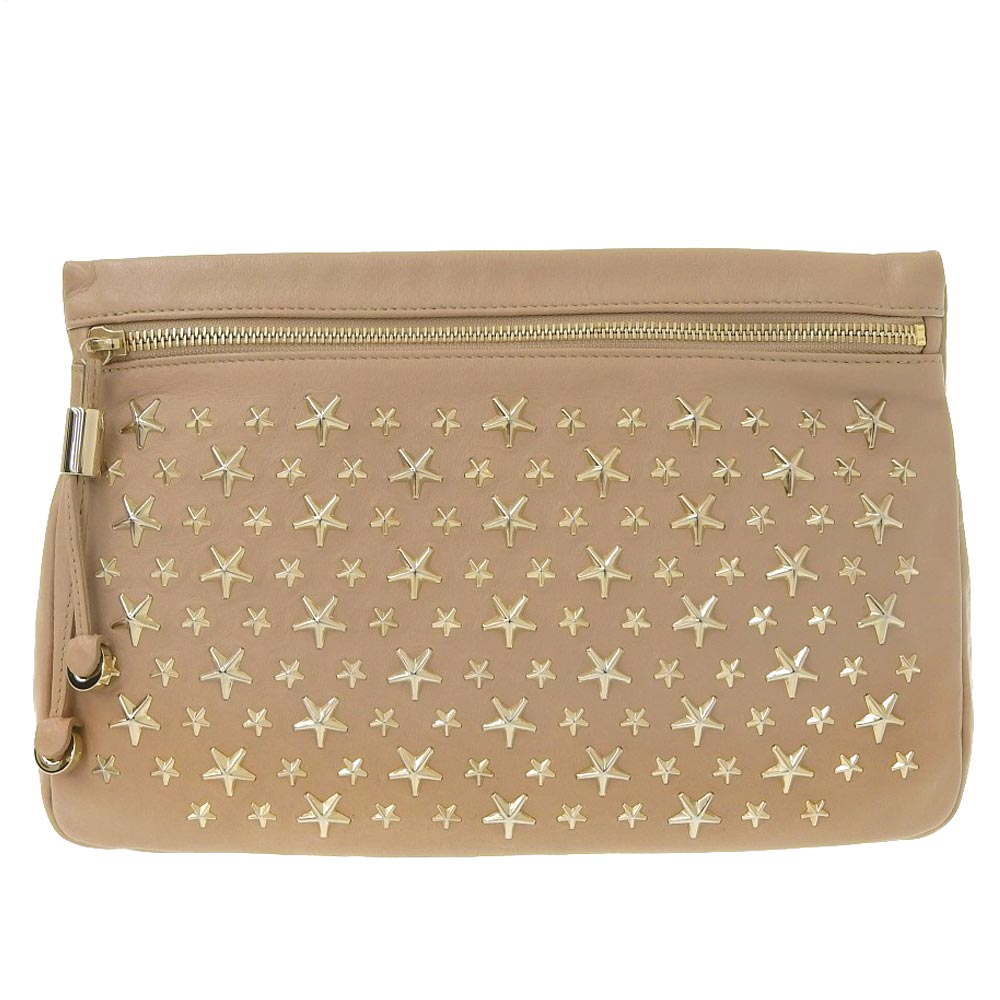 Jimmy Choo Zena Leather Clutch Pink Beige