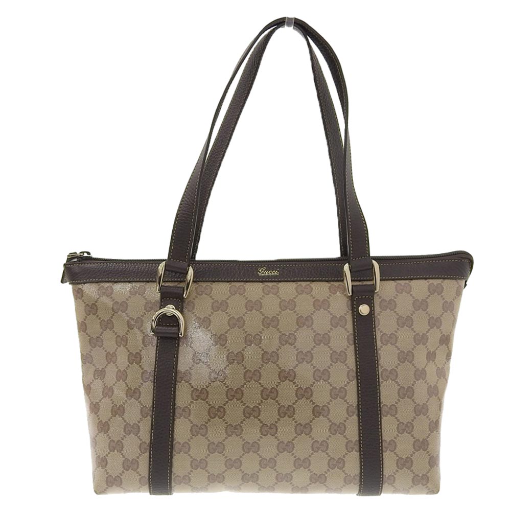 Gucci GG Crystal Coated Canvas Leather Shoulder Tote Bag 268640