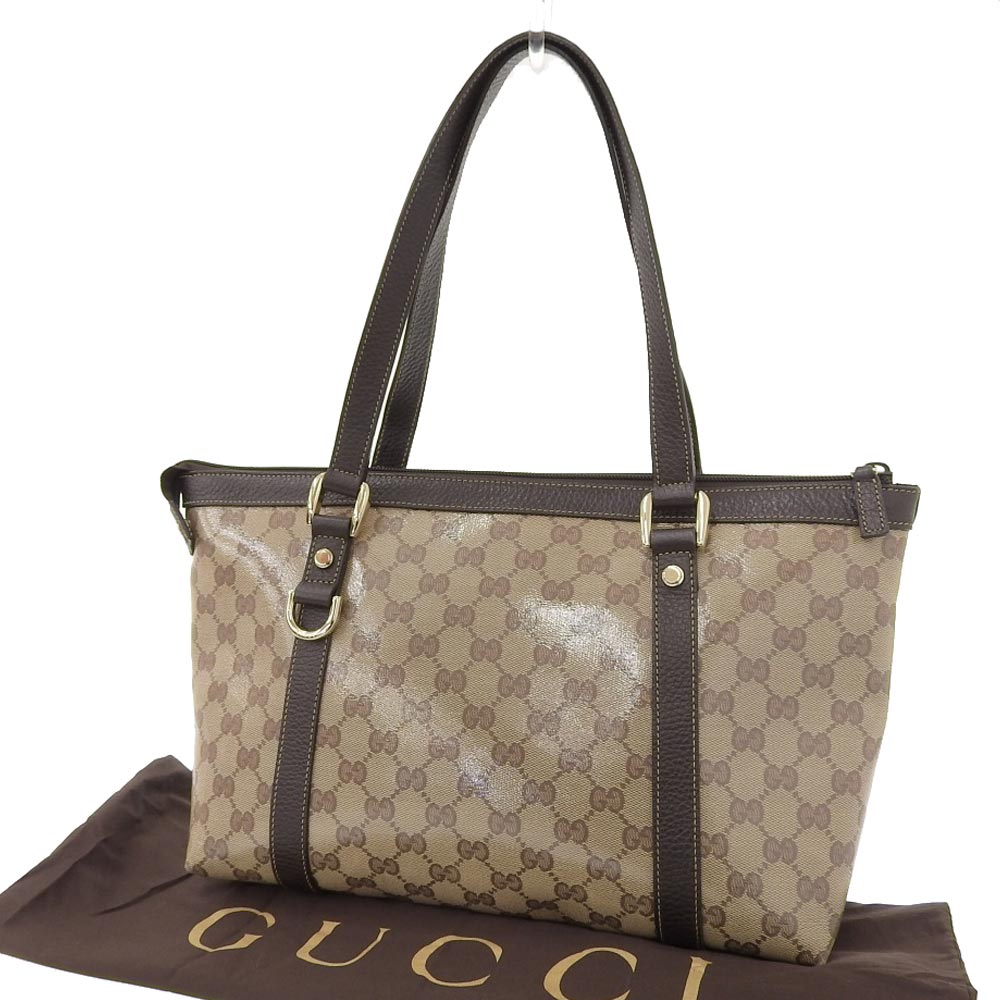 Gucci GG Crystal Coated Canvas Leather Shoulder Tote Bag 268640