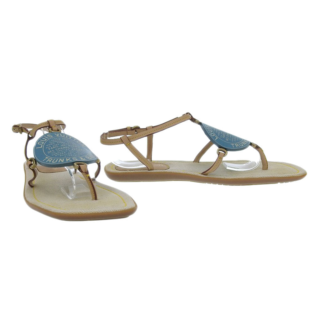 Louis Vuitton Leather Flat T&B Sandals Sky Blue in Great Condition