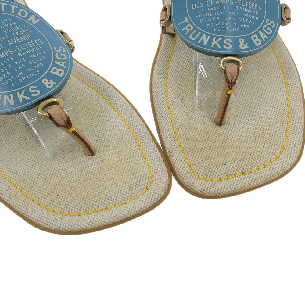 Louis Vuitton Leather Flat T&B Sandals Sky Blue in Great Condition