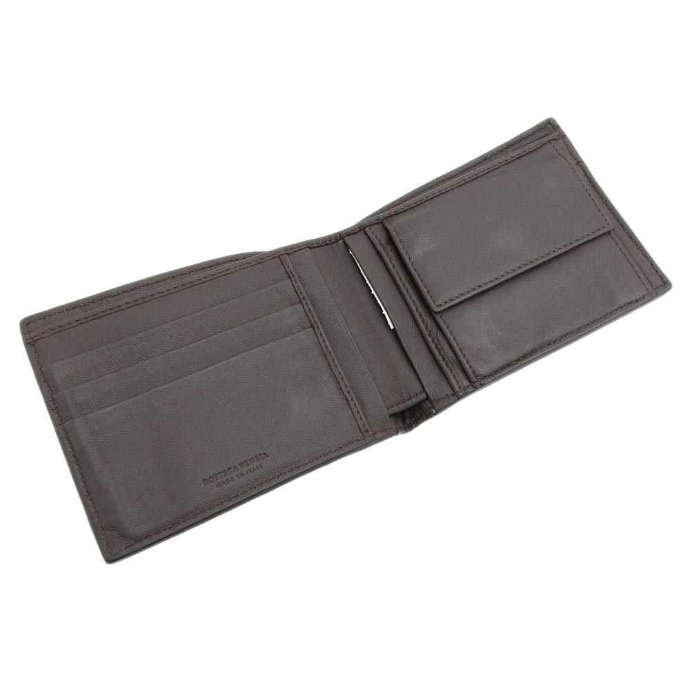 Bottega Veneta Leather Bifold Wallet Dark Brown 148324 in Great Condition