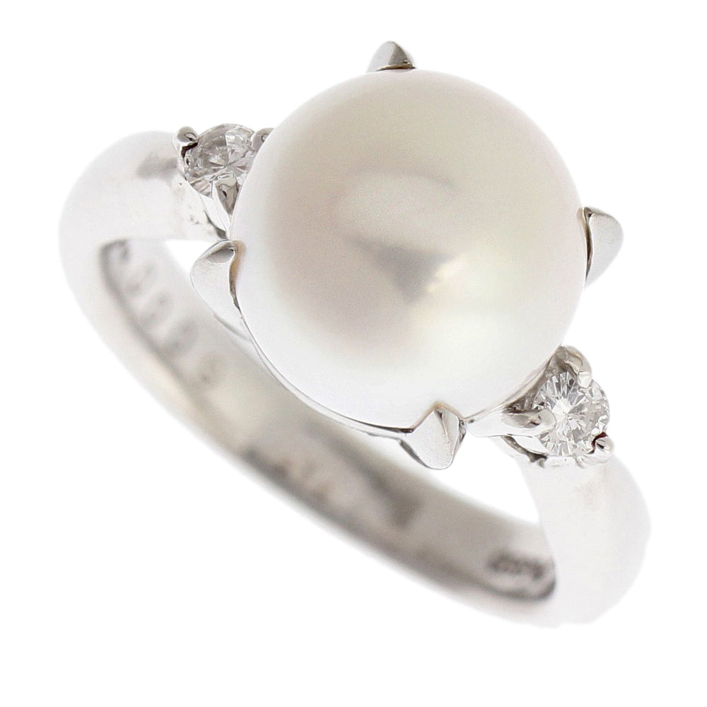 Jewelry MAKI Pt850 Akoya Pearl Diamond Ring Size 7 in Excellent Condition