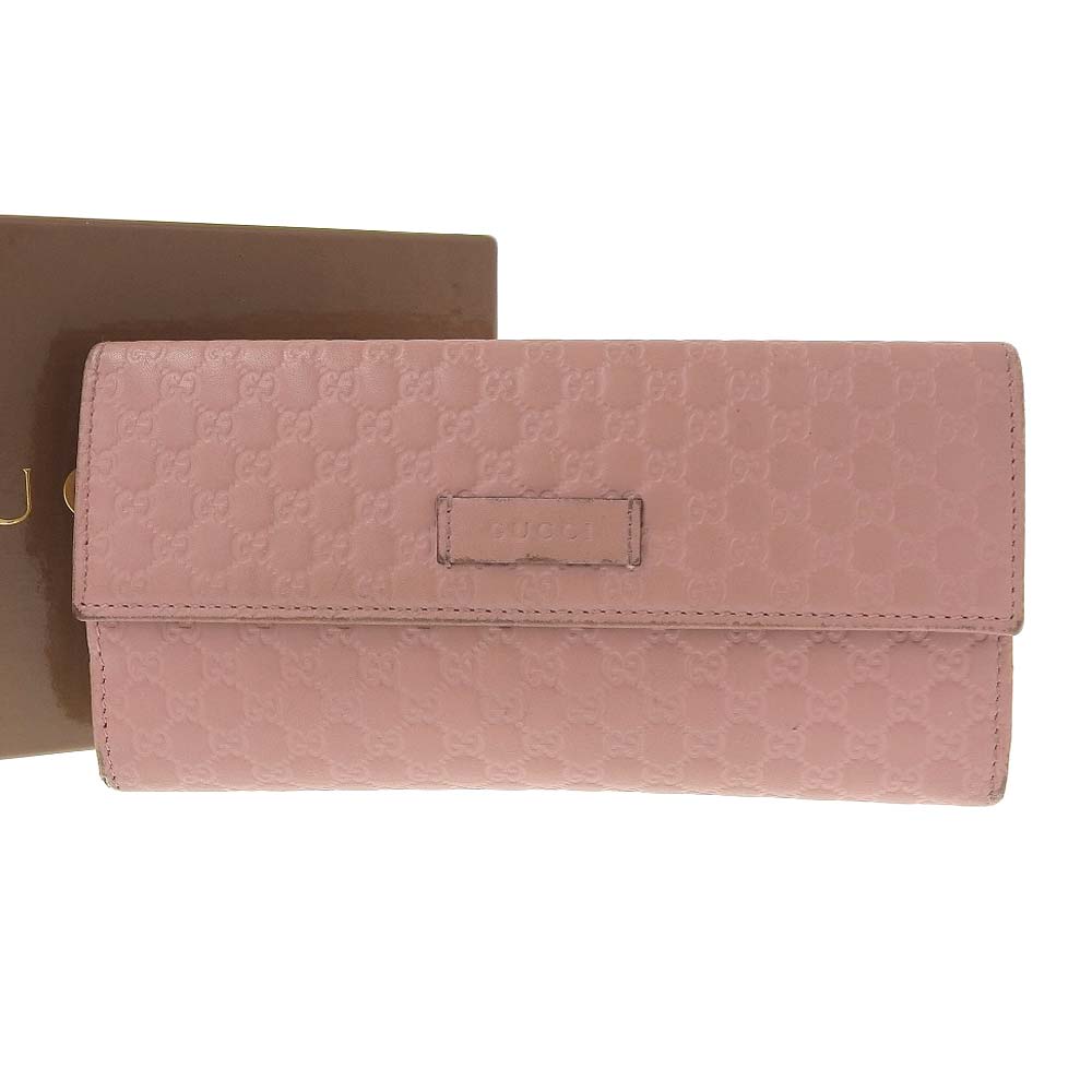 Gucci Microguccissima Leather Double Hook Long Wallet Pink in Fair Condition