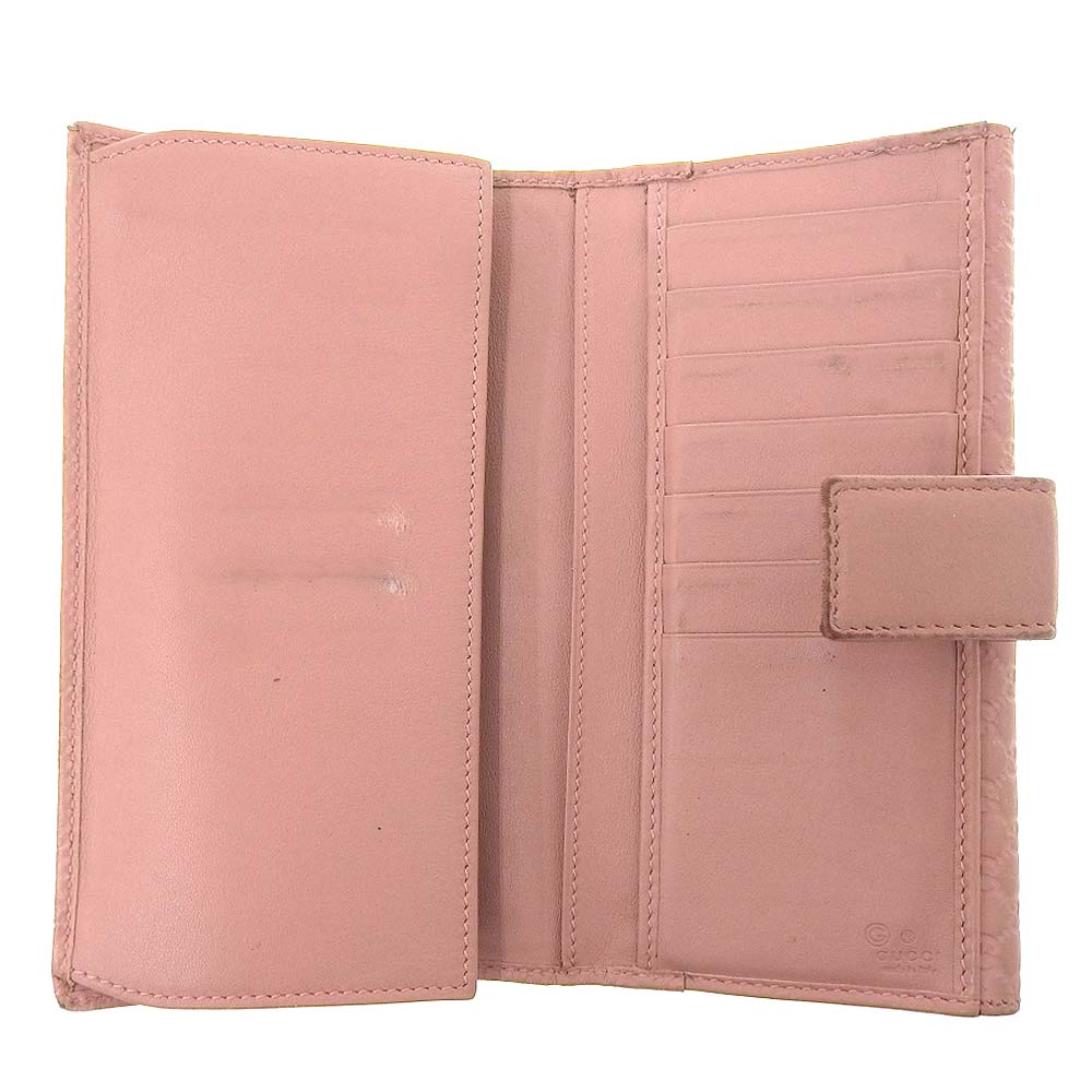 Gucci Microguccissima Leather Double Hook Long Wallet Pink