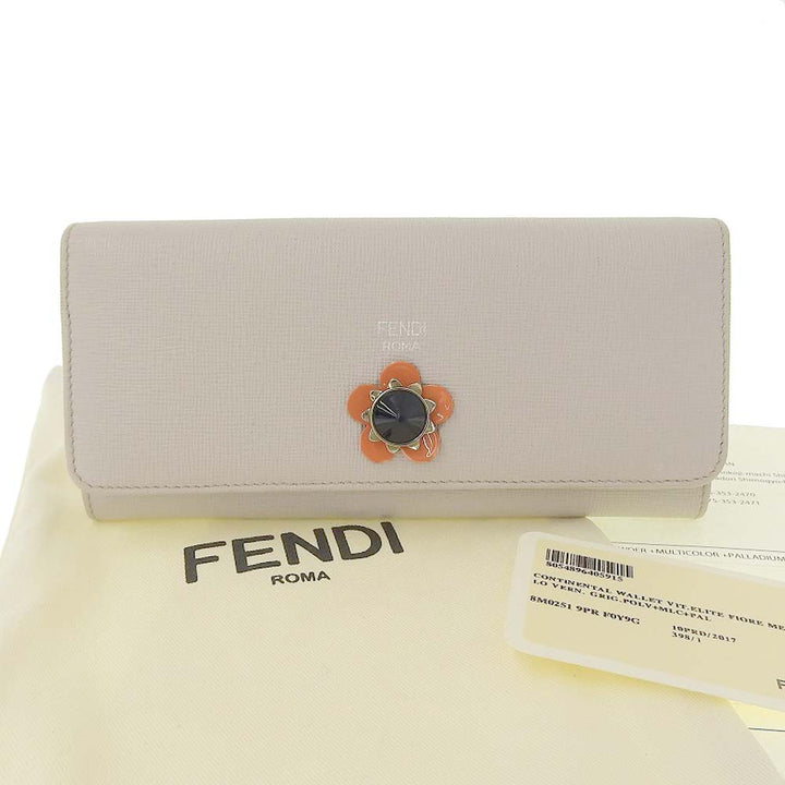 Fendi Leather Long Wallet Light Gray 8M0251 9PRFOY9G