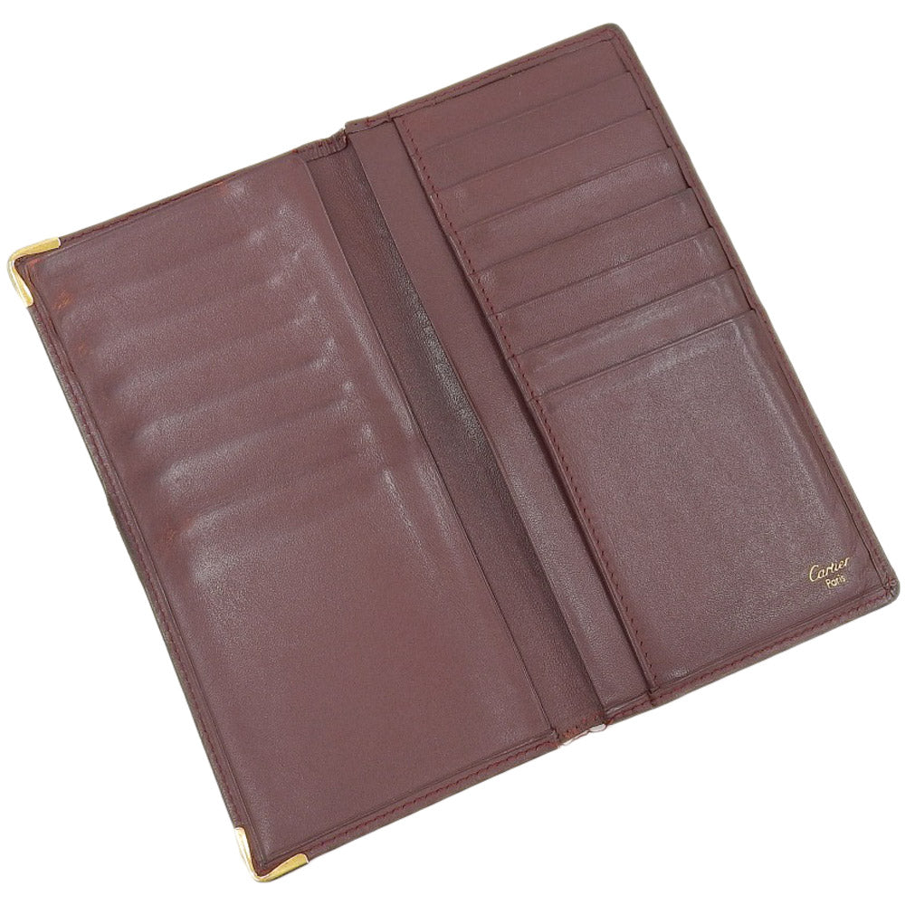 Cartier Leather Long Bifold Wallet in Good Condition