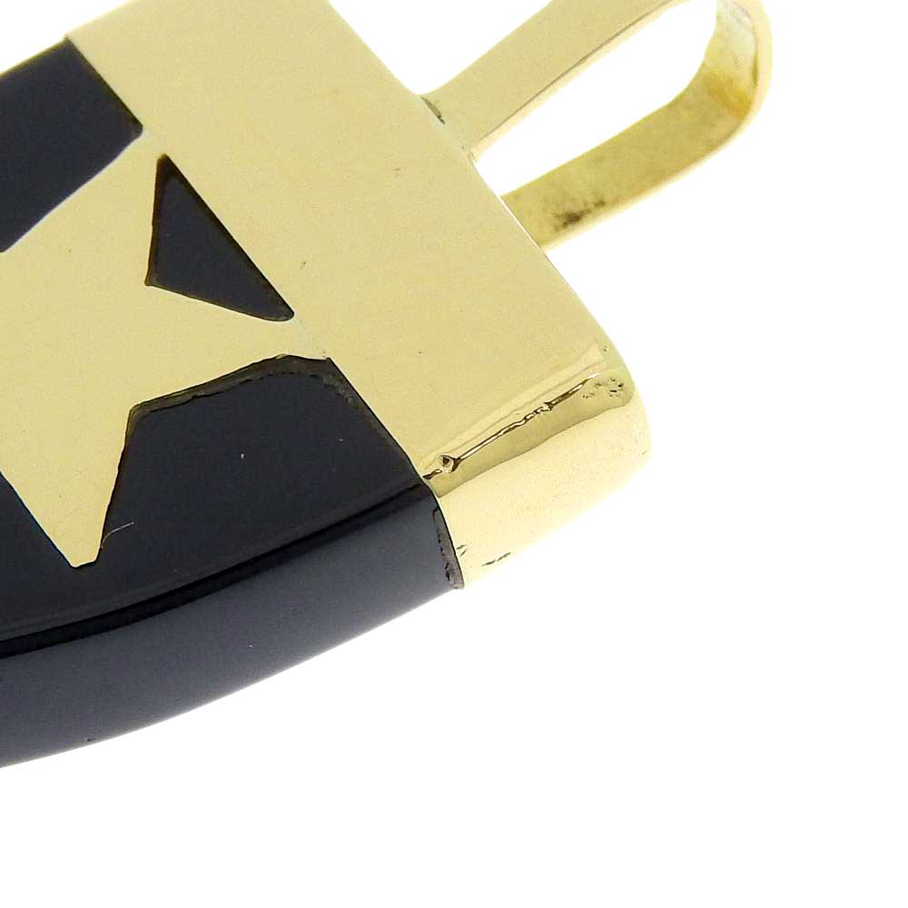 Authentic STAR JEWELRY K18YG Black Chalcedony Pendant in Great Condition